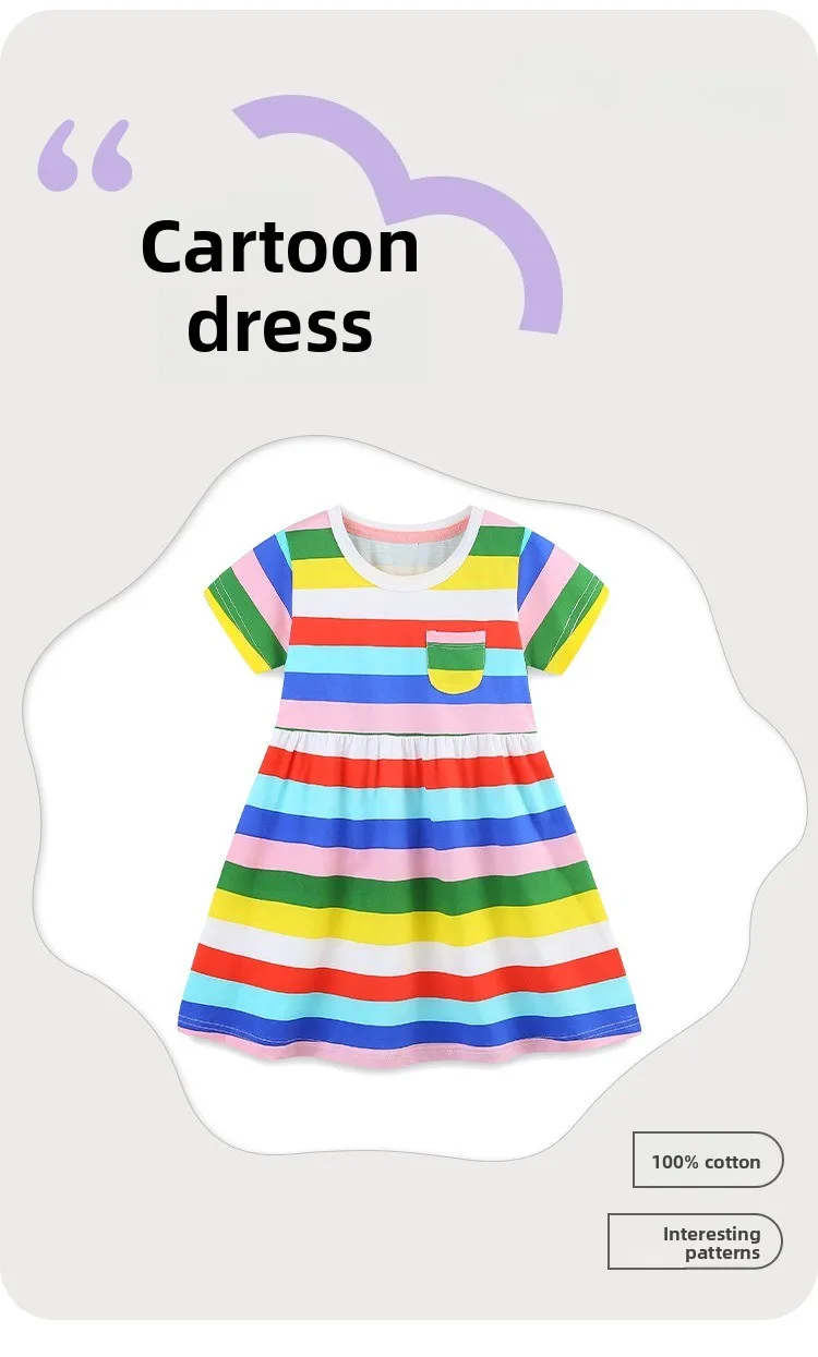 Vestido infantil de algodón con estampado arcoíris