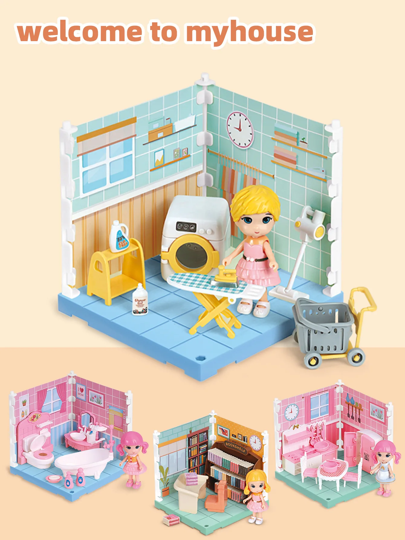 Casa de muñecas desmontable en cajas