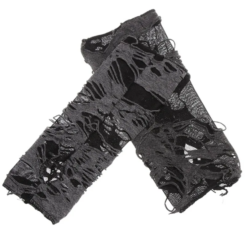 Guantes góticos negros largos sin dedos – Estilo festival unisex - imagen 5