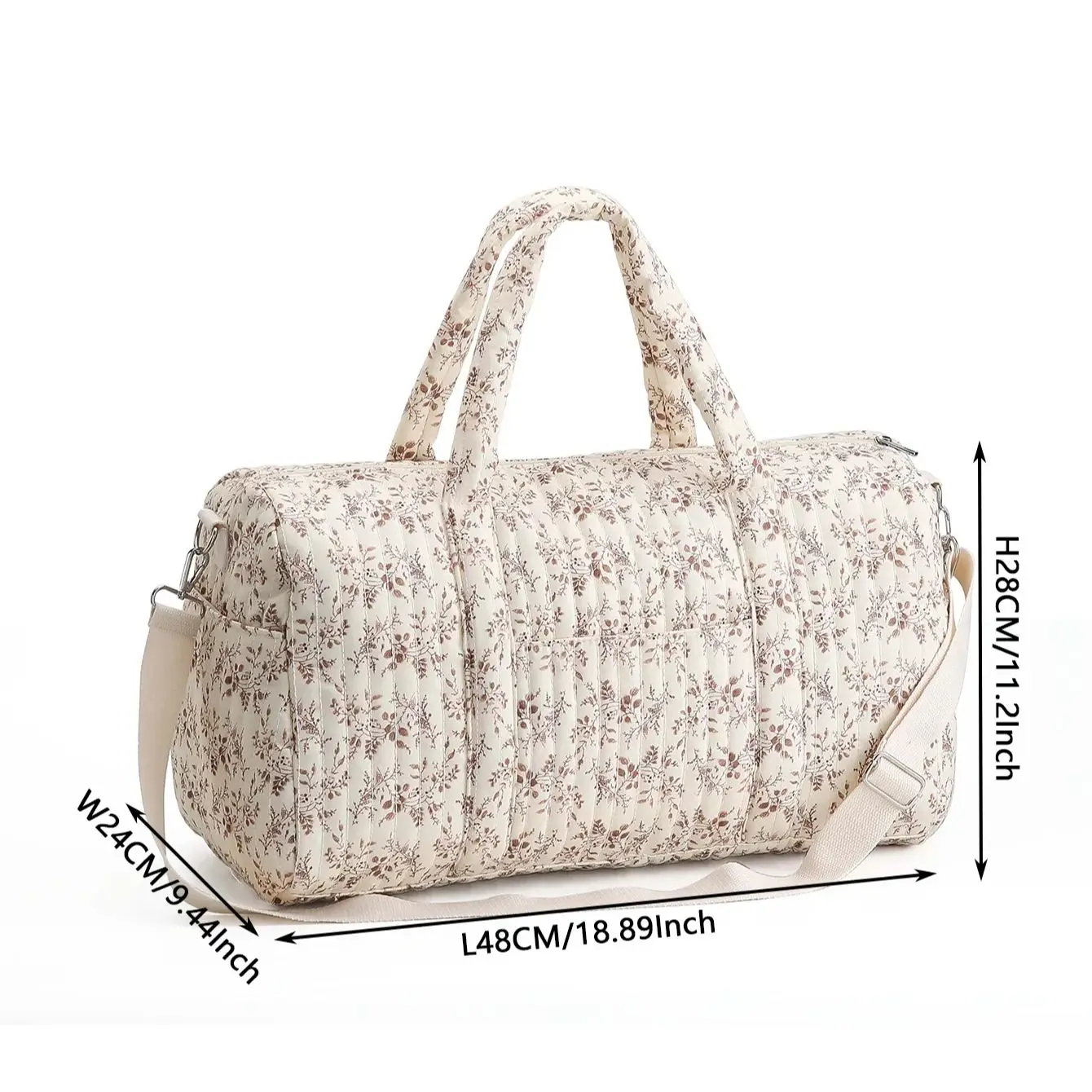 Bolso de pañales grande estilo floral para bebé, cruzado mamá