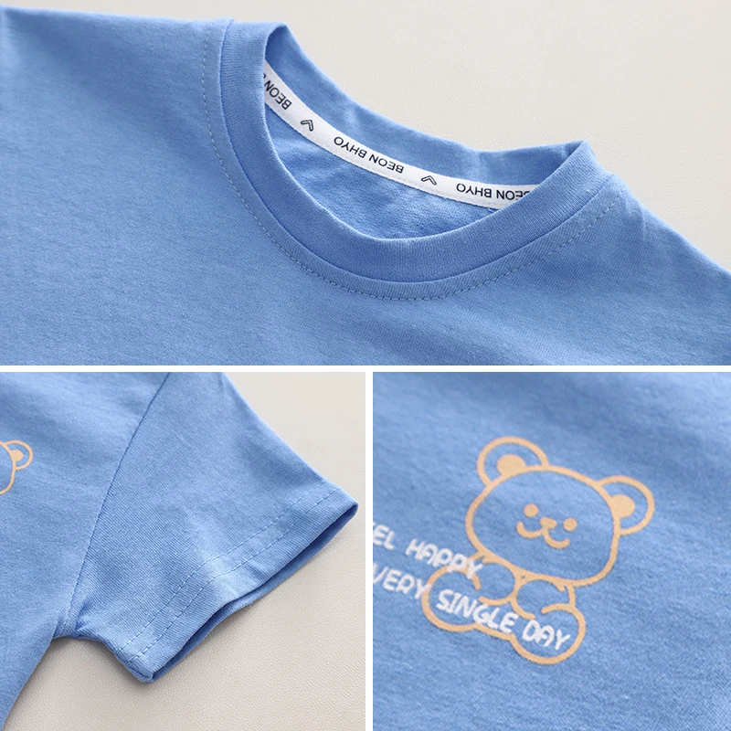 Conjunto de algodón infantil de oso de dibujos animados para verano - imagen 5