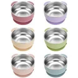 Plato de silicona y acero inoxidable para bebé – Autoalimentación