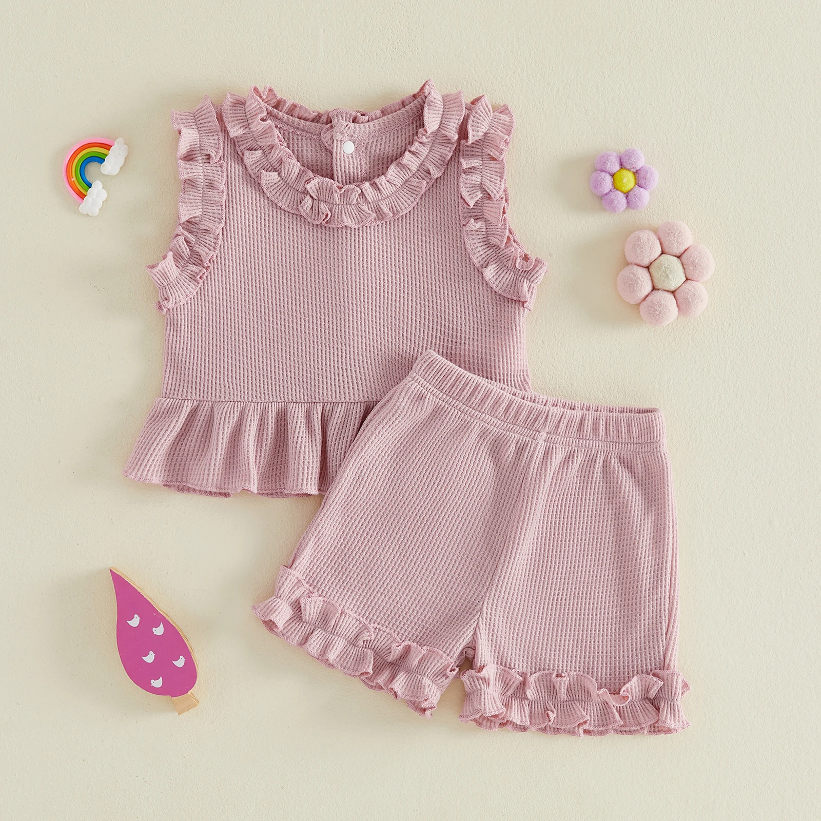 Conjunto de verano para niña: camisetas sin mangas y pantalón corto