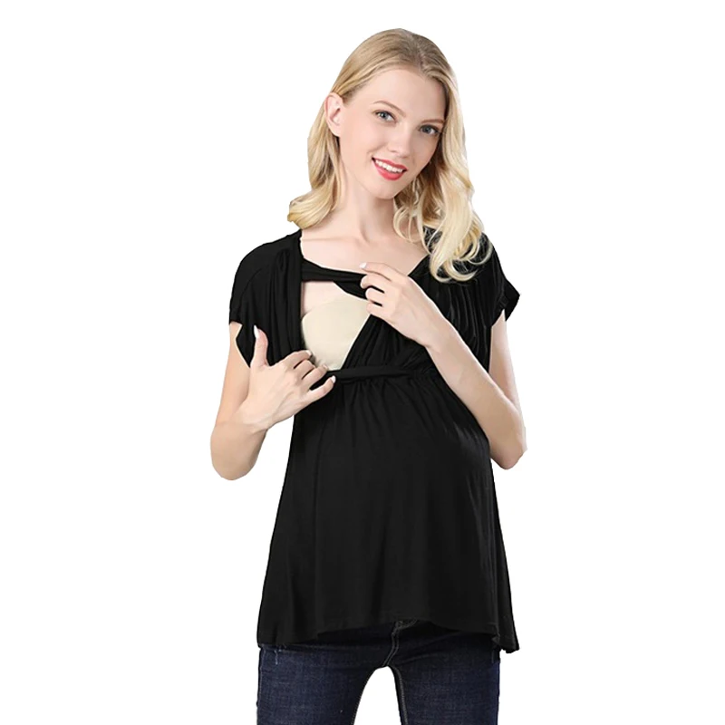 Camiseta de lactancia premamá suave de punto elástico - imagen 3