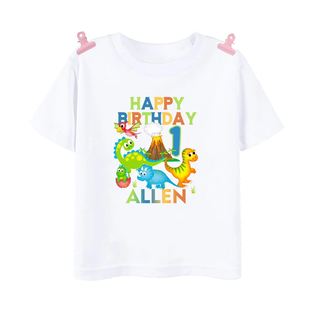 Camiseta personalizada de cumpleaños con dinosaurio y nombre - imagen 4