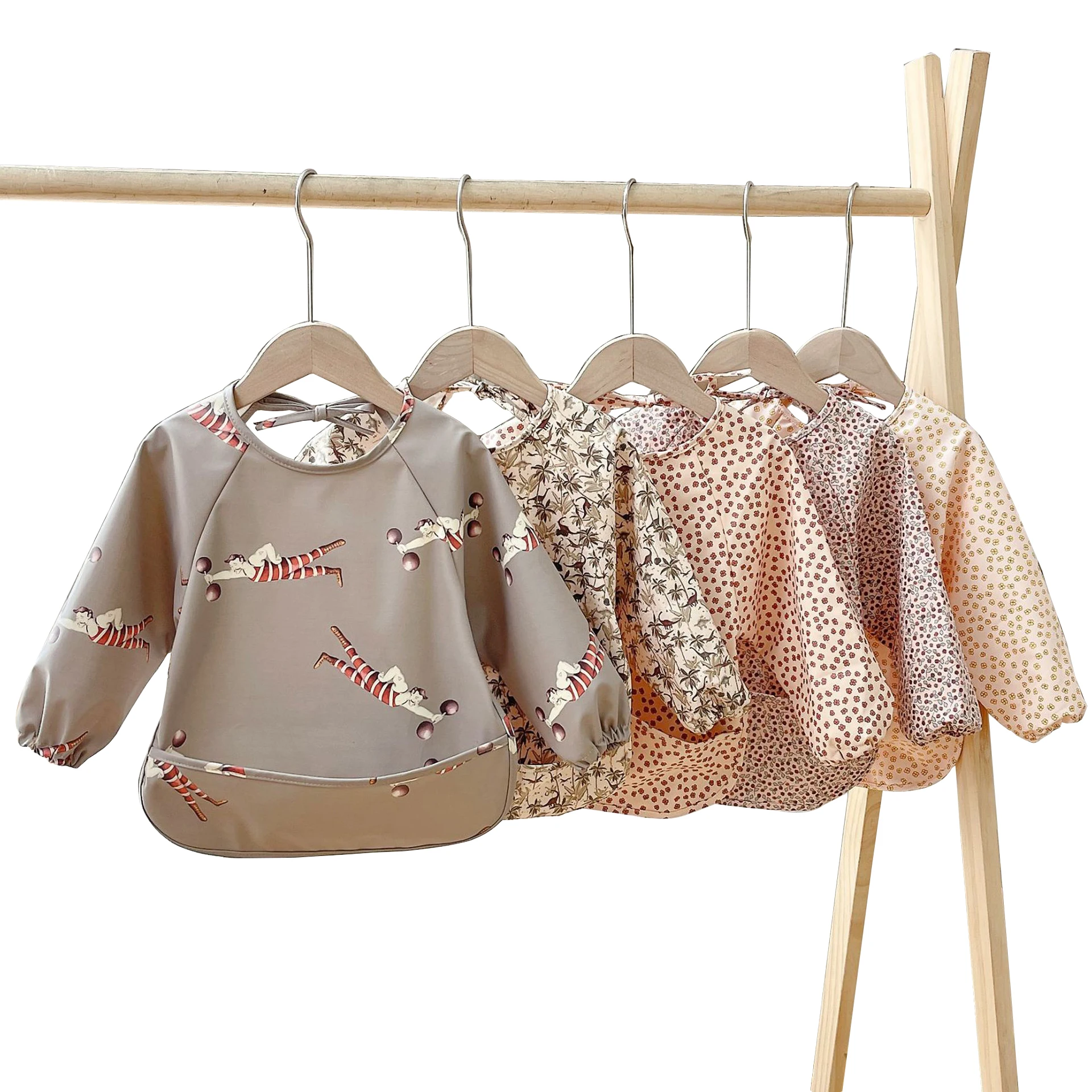 Babero alimentación impermeable para bebé manga larga estampado infantil