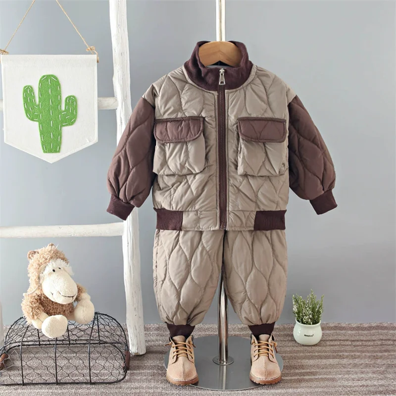 Conjunto de invierno manga larga cálido con cremallera para niñas