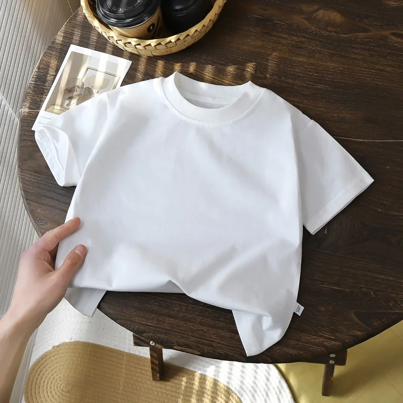 Camiseta de algodón de manga corta para niños y bebés