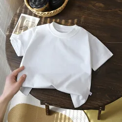 Camiseta de algodón de manga corta para niños y bebés