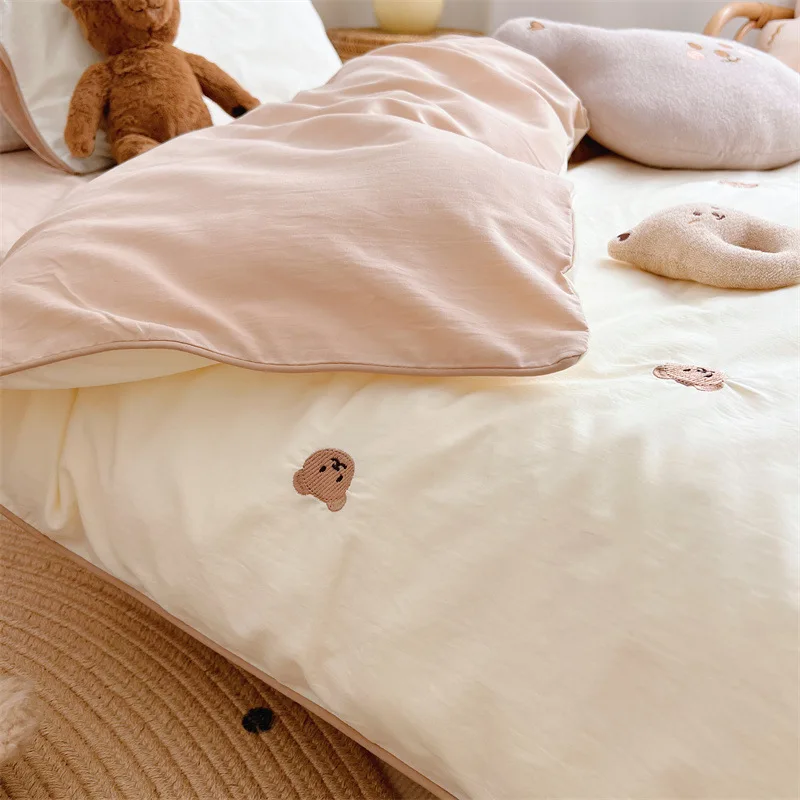 Juego ropa de cuna en algodón con oso bordado para bebé completo - imagen 5