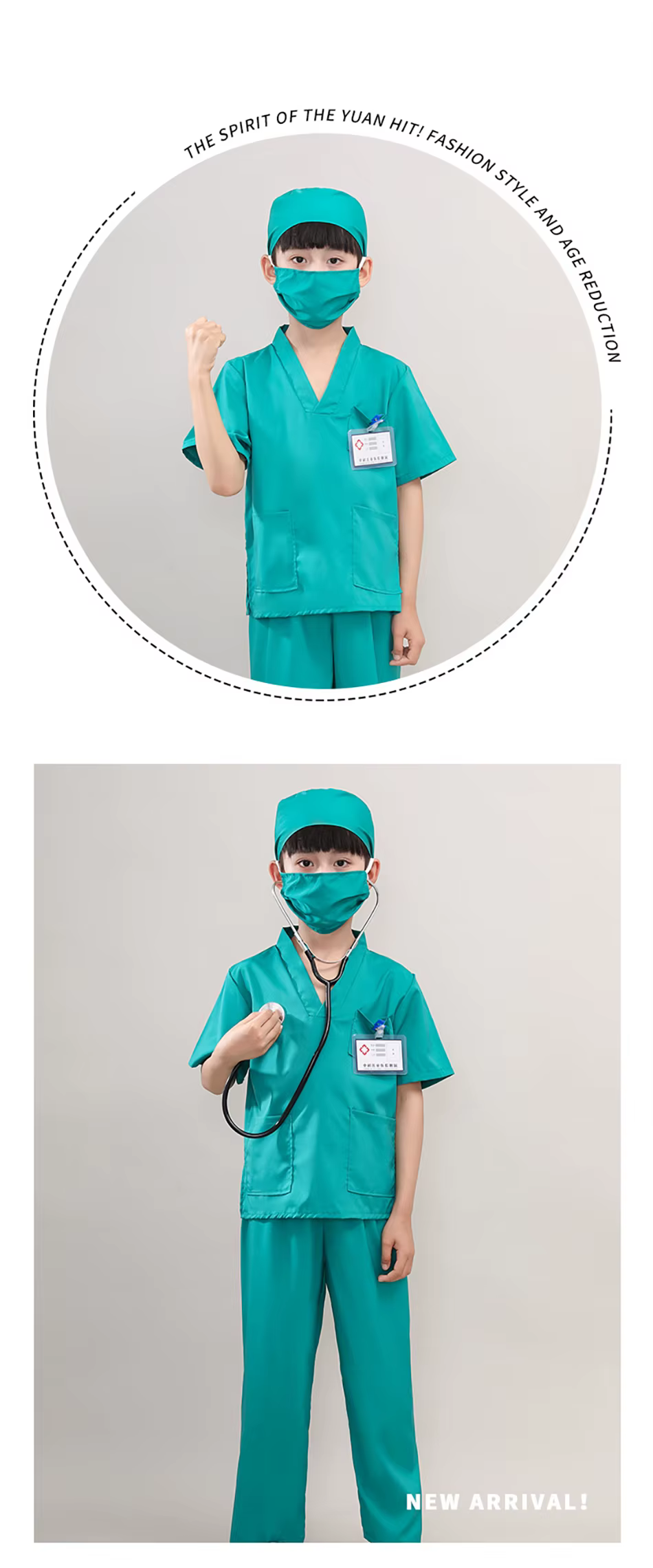 Niño usando bata médica en juego de rol