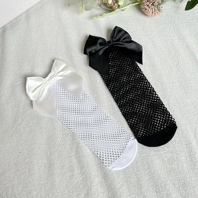 Calcetines de malla con lazo para niña – Rejilla transpirable verano - imagen 2