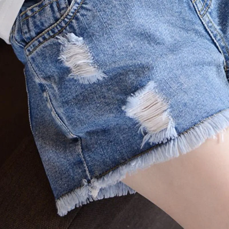Pantalones cortos vaqueros infantiles con cintura elástica para verano - imagen 5