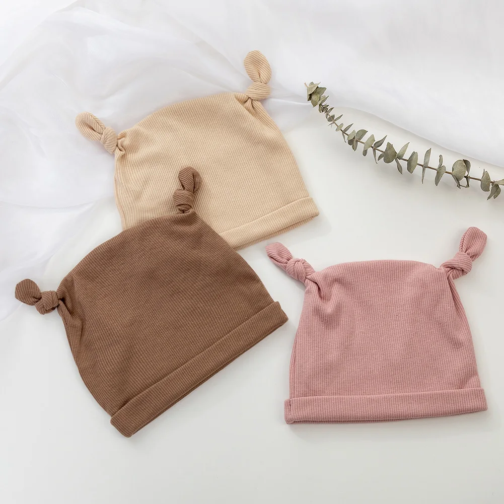 Turbante acanalado para bebé – Gorro suave de algodón para recién nacido - imagen 3