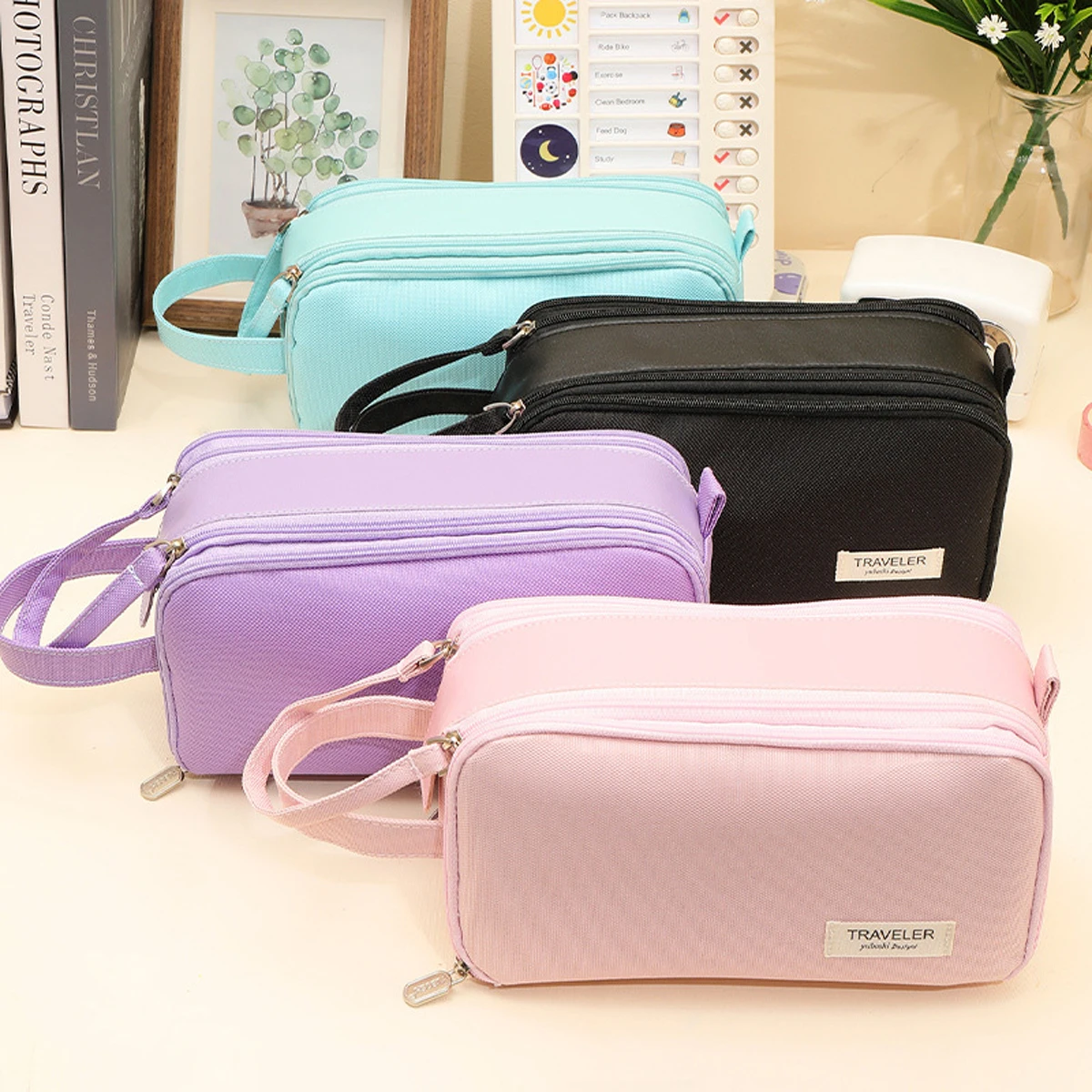 Estuche portalápices Kawaii multitono para niños
