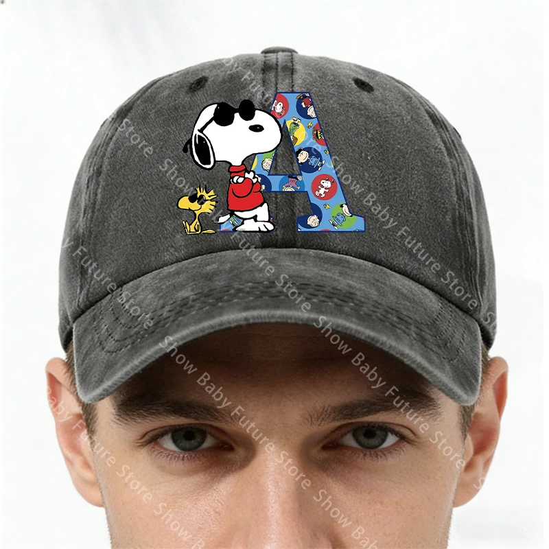 Gorra de béisbol Snoopy estilo vintage lavada con letras - imagen 4