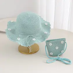 Sombrero de playa niños ala ancha con flores y protección solar
