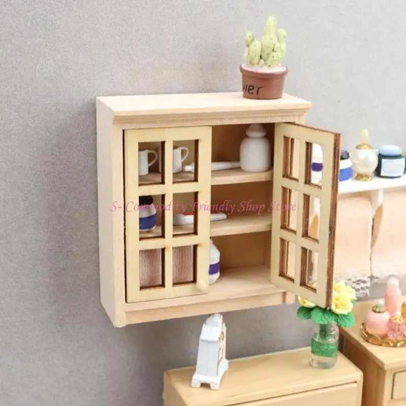 Armario de madera artesanal para casas de muñecas en dormitorio - imagen 2