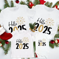 Conjunto Hello 2025 coordinar madre e hijo – Pelele y camiseta bebé