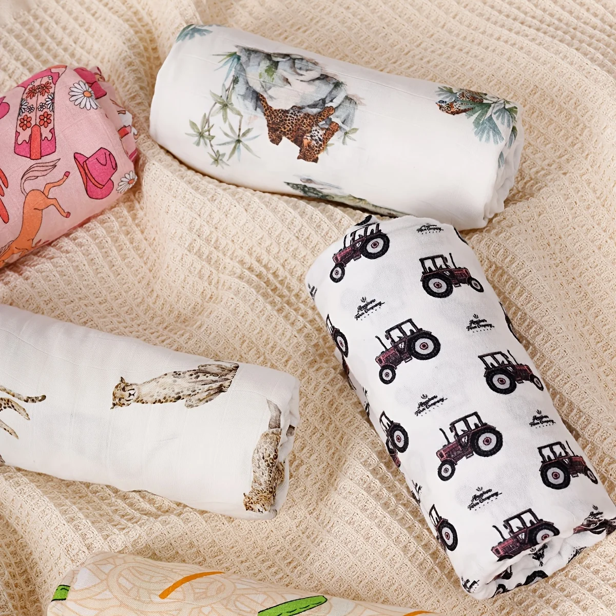 HappyFlute manta de muselina algodón bambú estampado animales suave - imagen 5