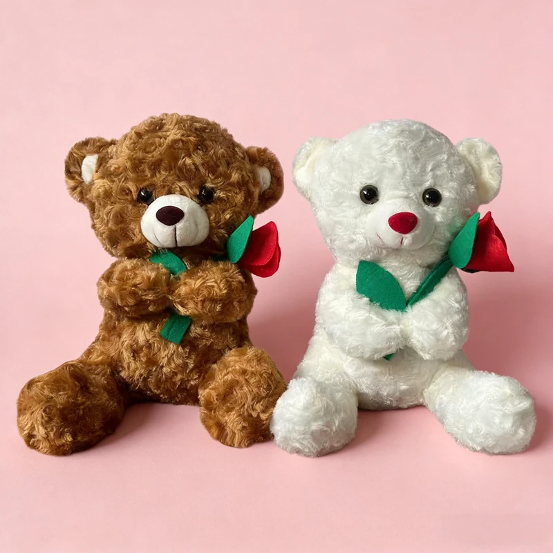 Oso de peluche tierno con rosas, suave y romántico - imagen 2