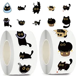 Pegatinas adhesivas de gato negro para diario, móvil y monopatín