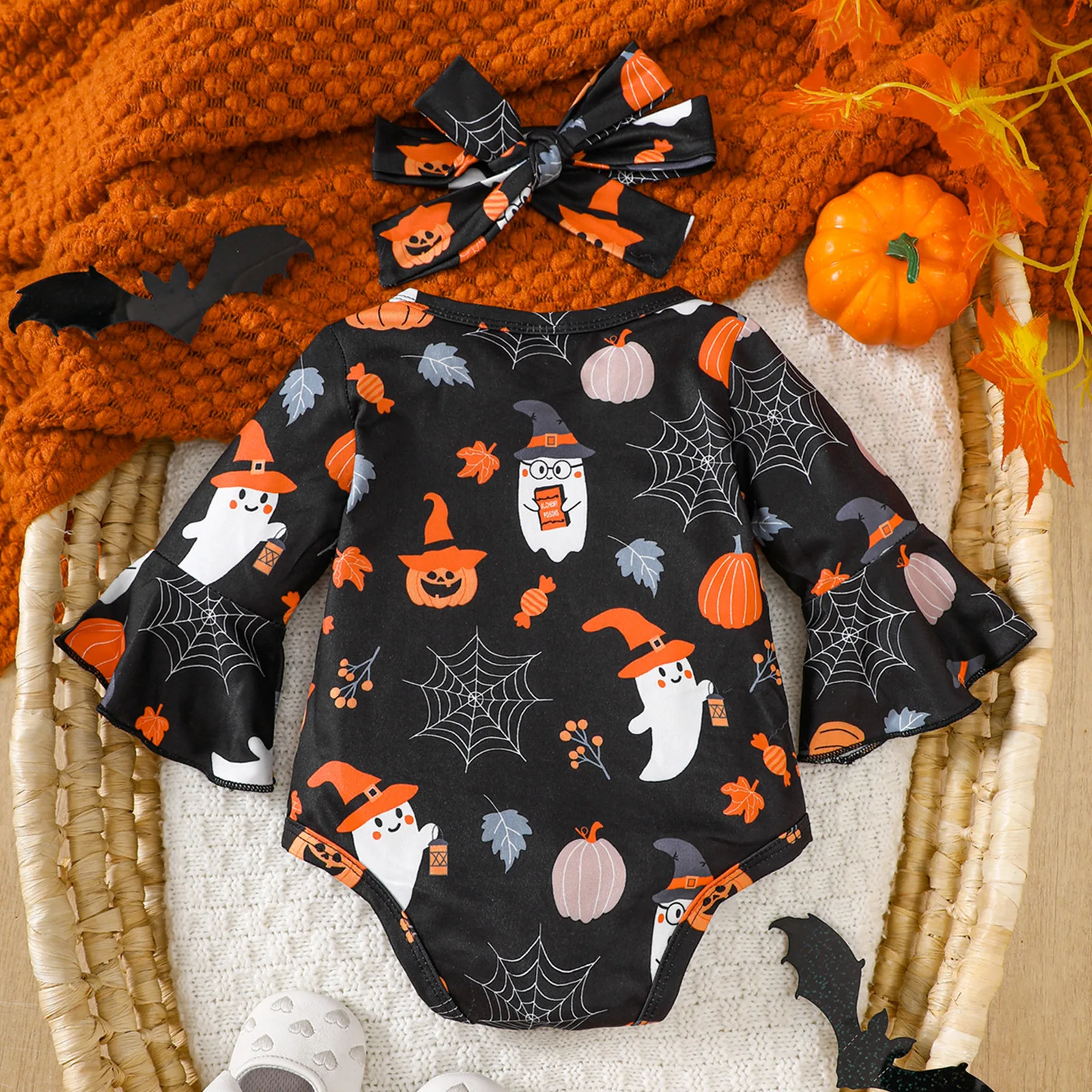 Tregren mameluco de Halloween para bebés con diadema y campana - imagen 4