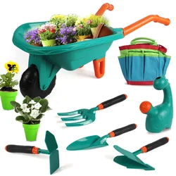 Juego de herramientas de jardinería infantil con carrito y delantal