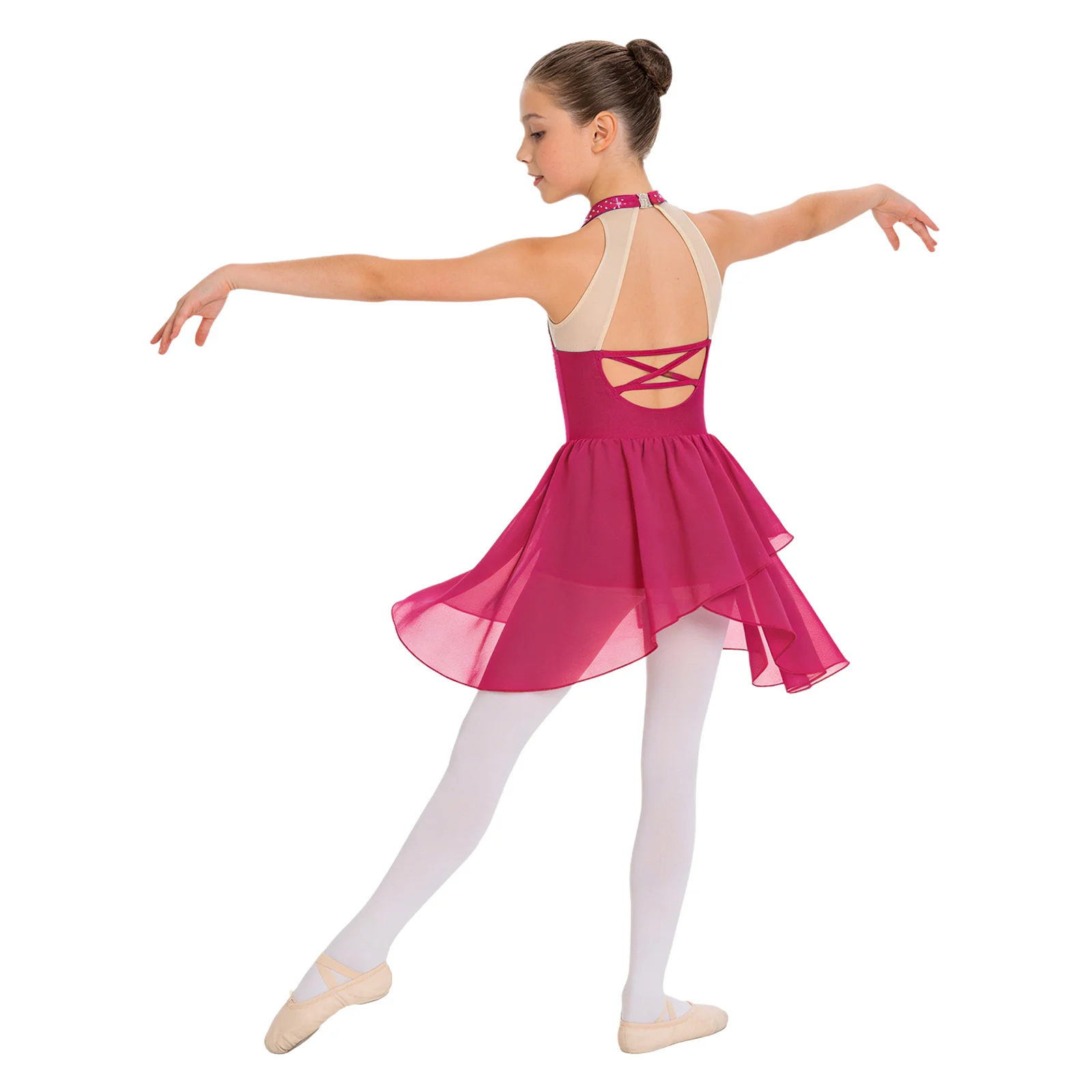 Maillot de ballet para niñas con pedrería brillante sin mangas - imagen 2