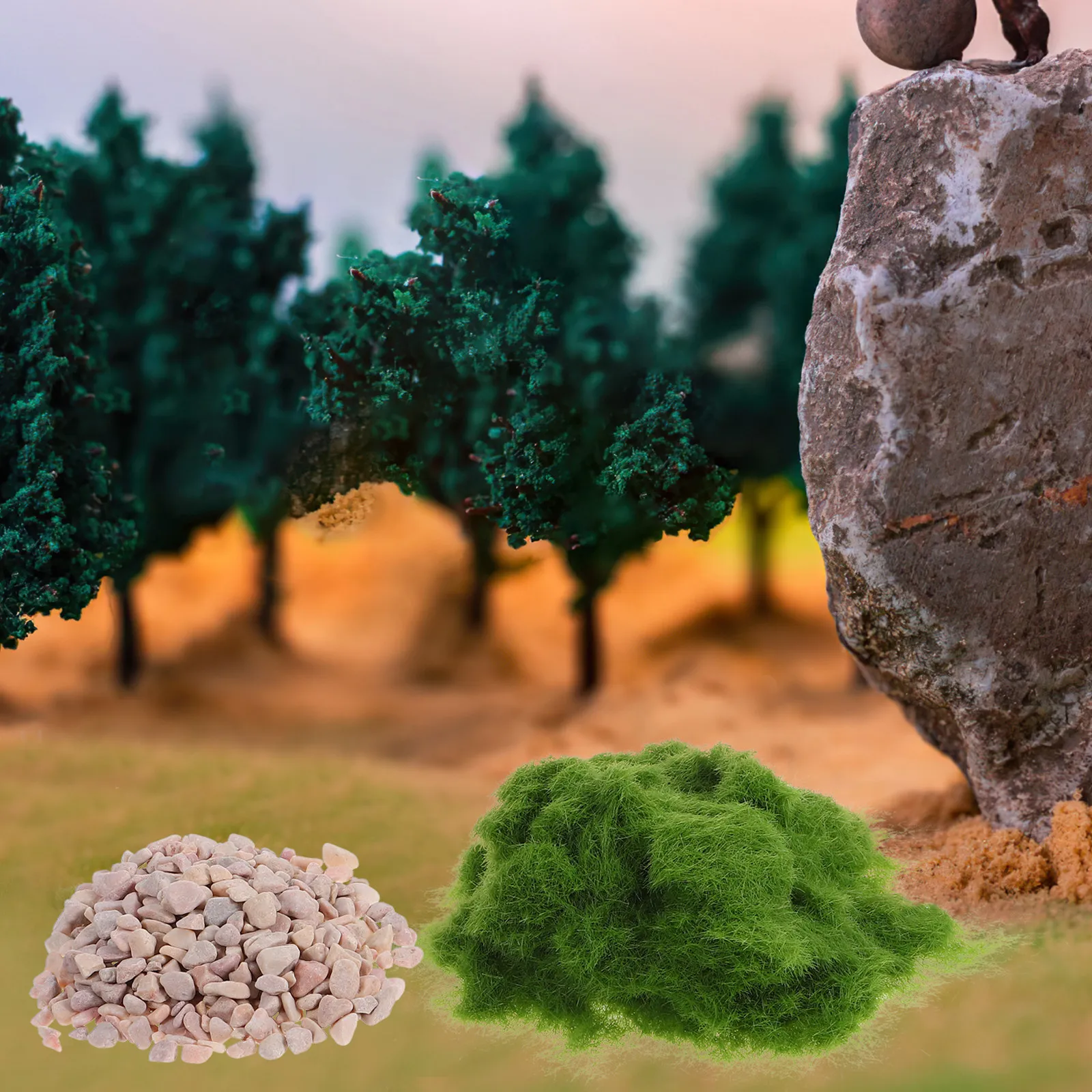 Detalle de piedras verdes para crear relieve en maquetas