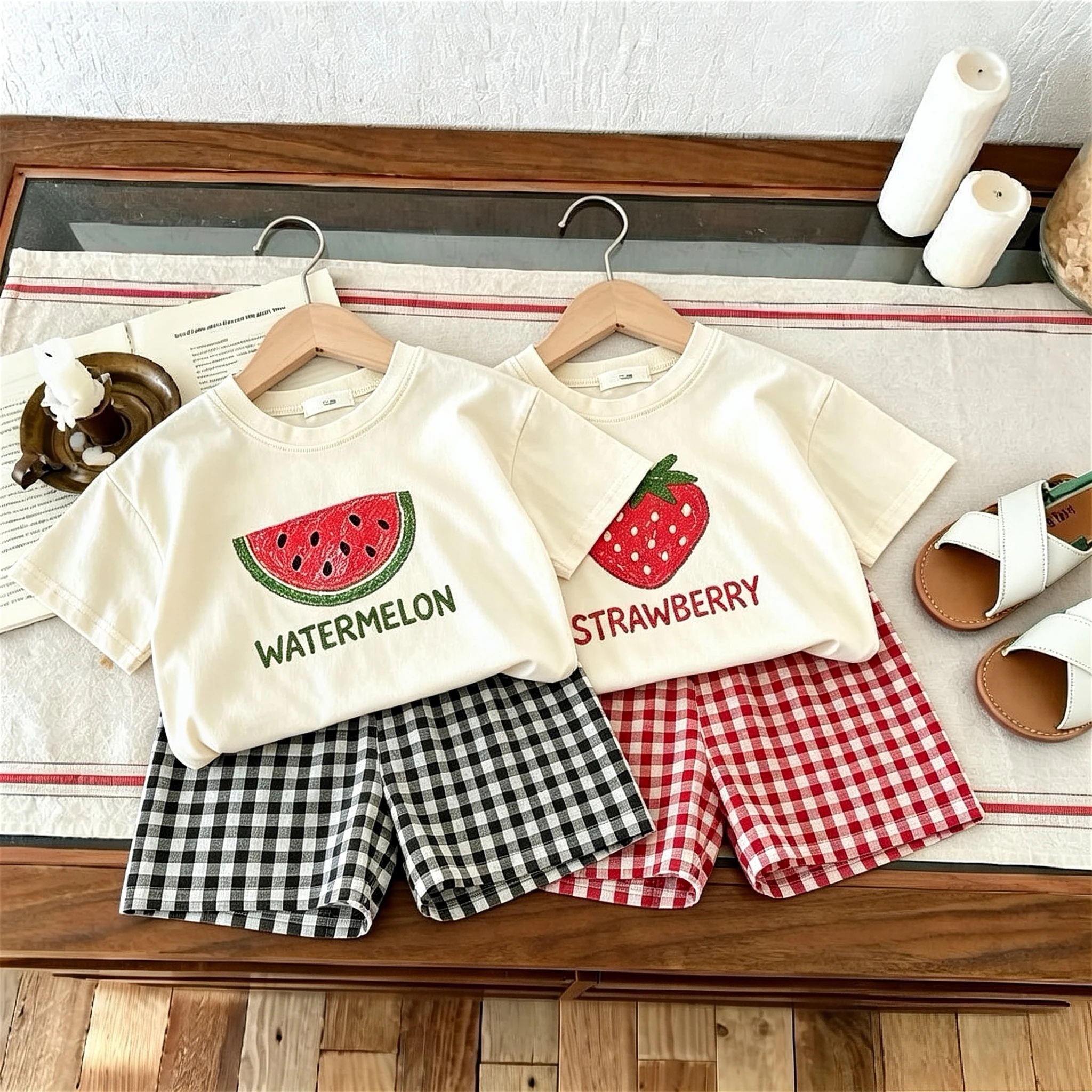 Conjunto de verano camiseta estampado de frutas para niños - imagen 2