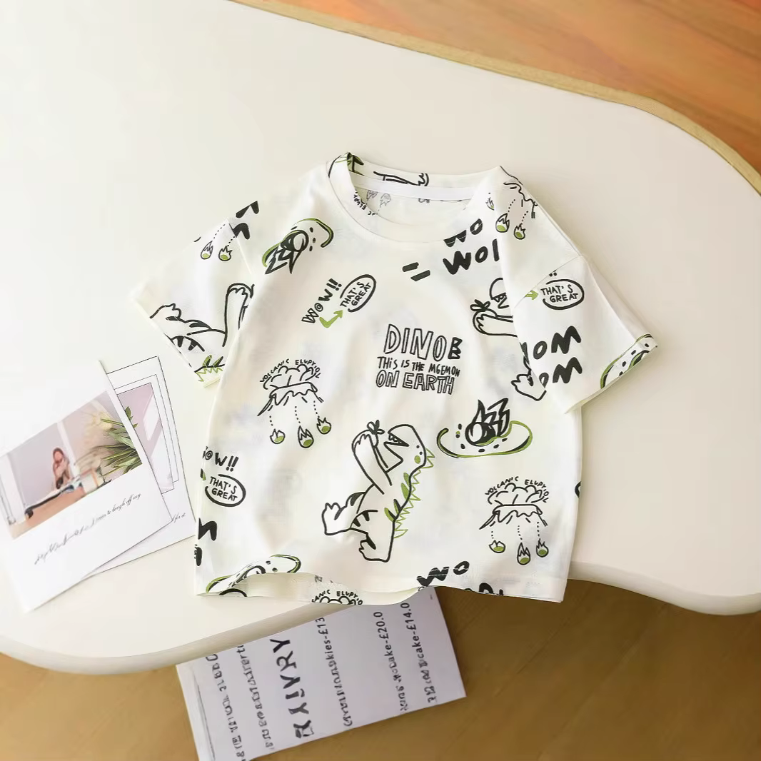 Camiseta de manga corta infantil en algodón suave con spandex