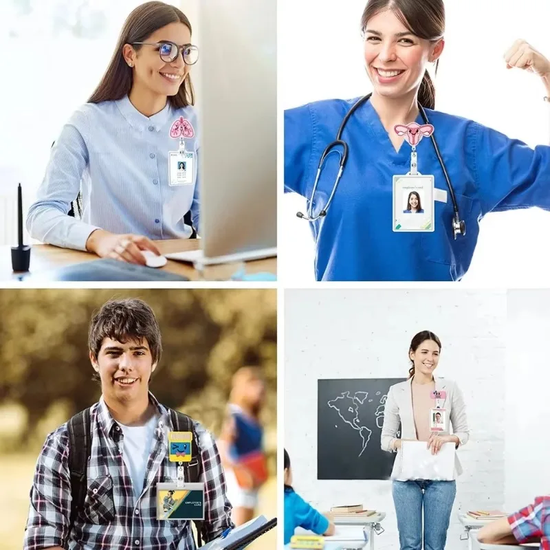 Portacarnés retráctil de fieltro con diseño enfermera para niños - imagen 4