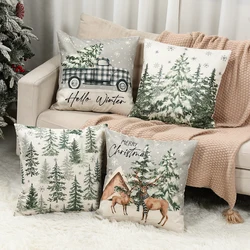 Funda de almohada navideña con Papá Noel y decoración festiva