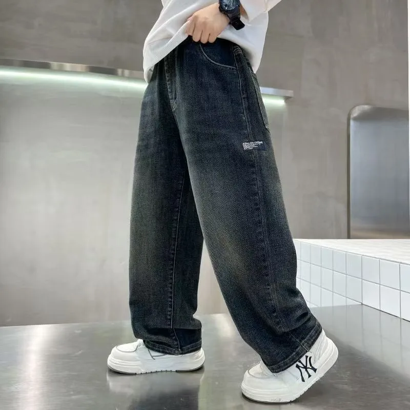 Pantalones vaqueros holgados para niños rectos primavera-otoño