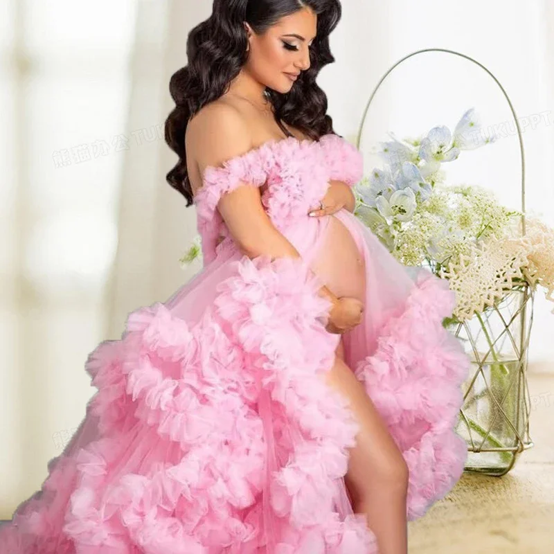 Vestido de tul con volantes para fotos de maternidad – Embarazada - imagen 3