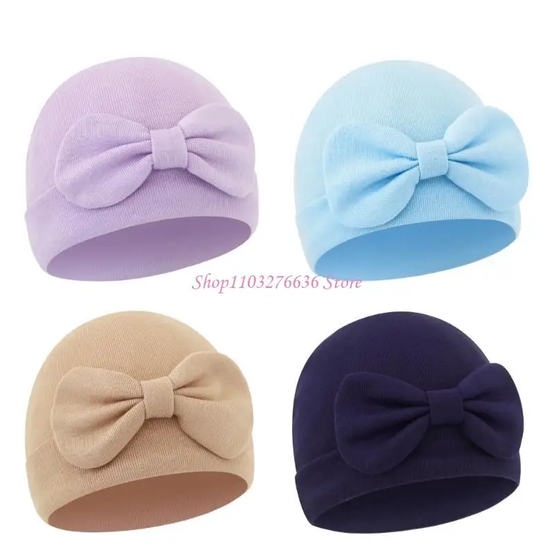 Bonnón gorrito de algodón para recién nacidos con lazo transpirable - imagen 3