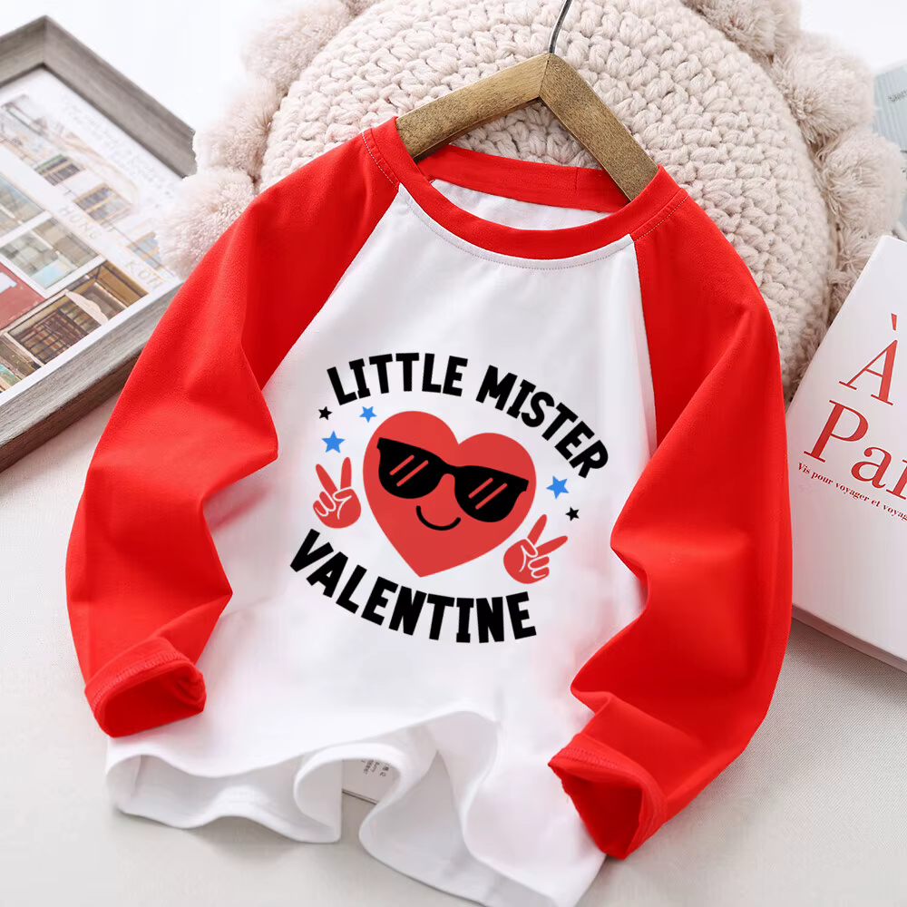 Camiseta raglán Little Miss y Little Mr Valentine para niños