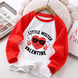 Camiseta raglán Little Miss y Little Mr Valentine para niños