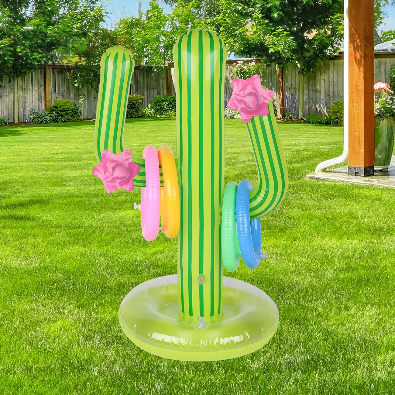 Juego de anillos inflables Cactus para piscina y playa
