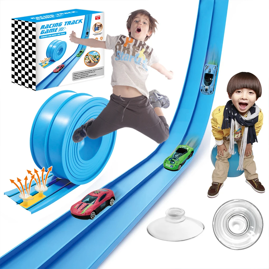 Pista de carreras flexible doble vía con coches pequeños