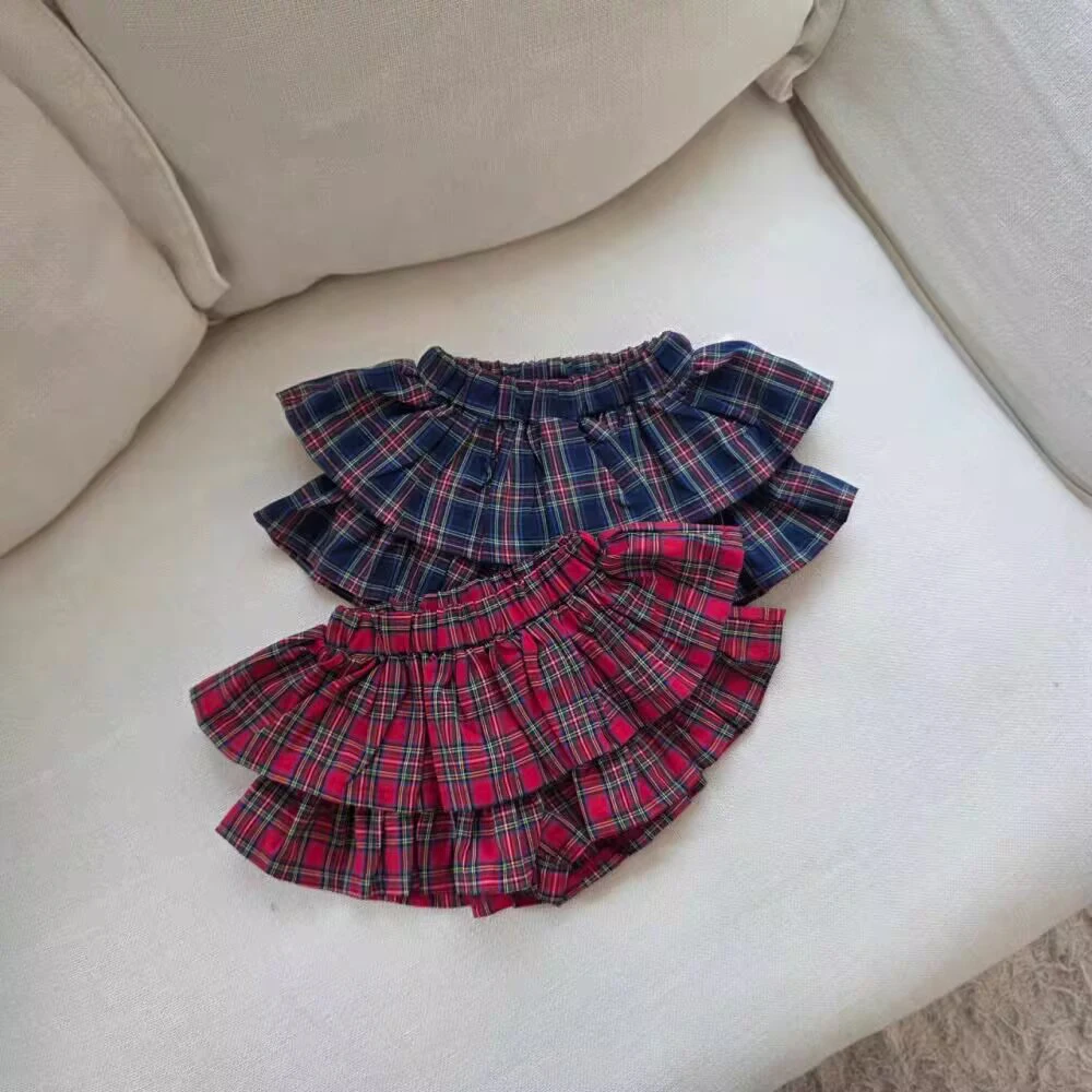 Falda pantalón a cuadros con volantes estilo tutú para bebé niña - imagen 5