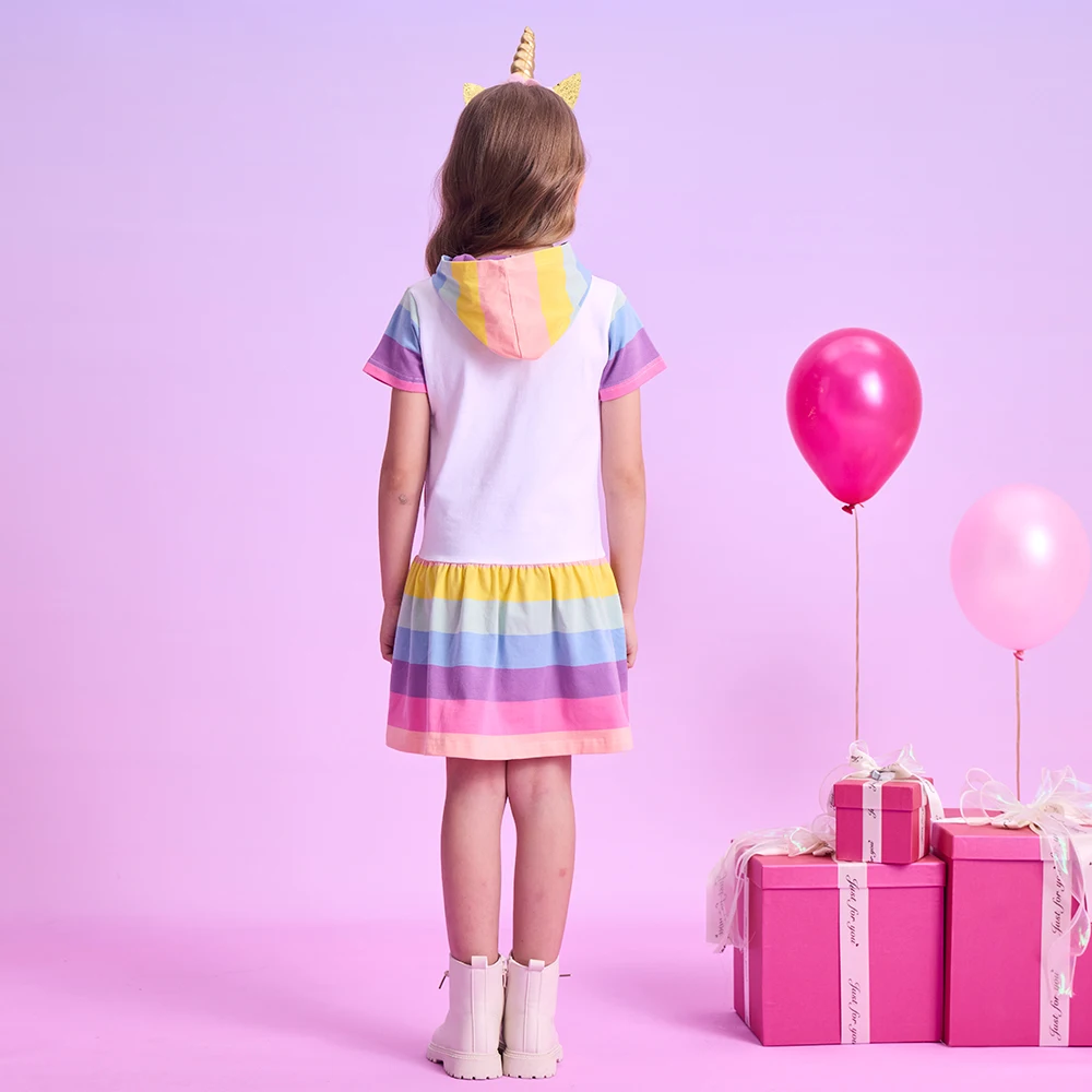 DXTON vestido de verano con capucha para niña – algodón unicornio - imagen 2