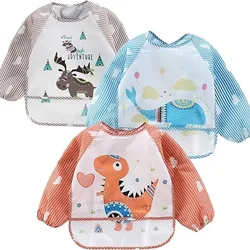 Babero manga larga impermeable antisuciedad con dibujos de dinosaurios