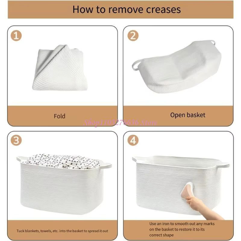 Cesta de almacenamiento de tejido decorativa para estantes - imagen 3