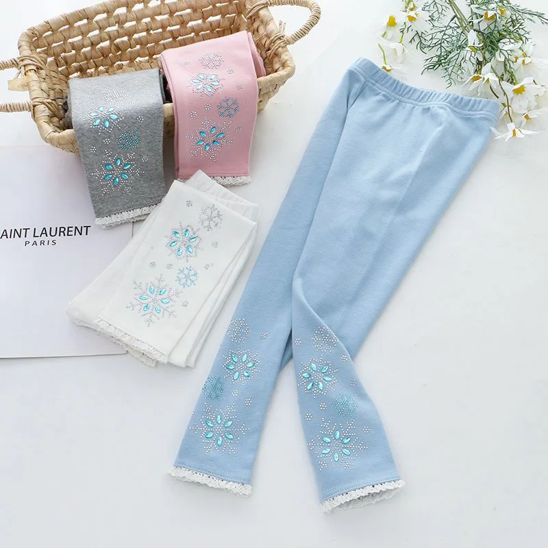 Pantalones infantiles de algodón y spandex con cintura elástica