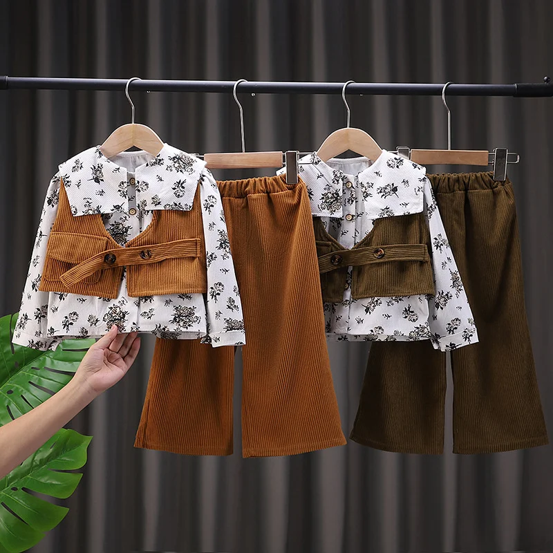 Conjunto infantil para niña – Otoño/primavera floral tres piezas - imagen 4