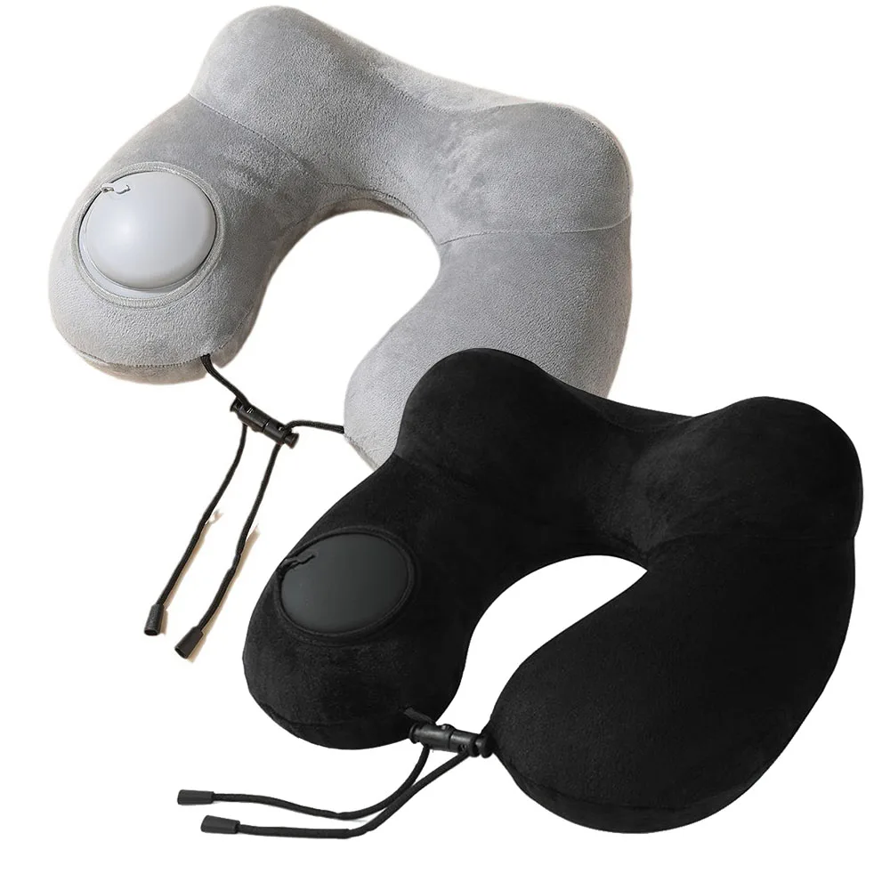 Almohada de cuello portátil inflable para viajes, desmontable - imagen 3