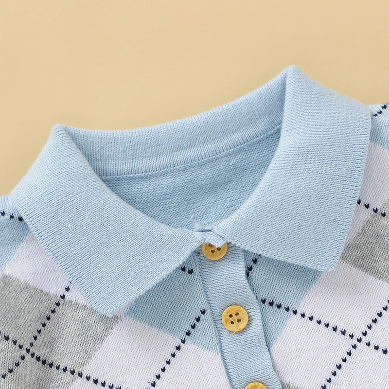 Conjunto bebé niño azul - Camiseta cuello alto y shorts de algodón - imagen 5