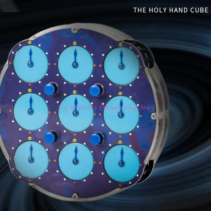 Reloj mágico cubo transparente azul de posicionamiento magnético
